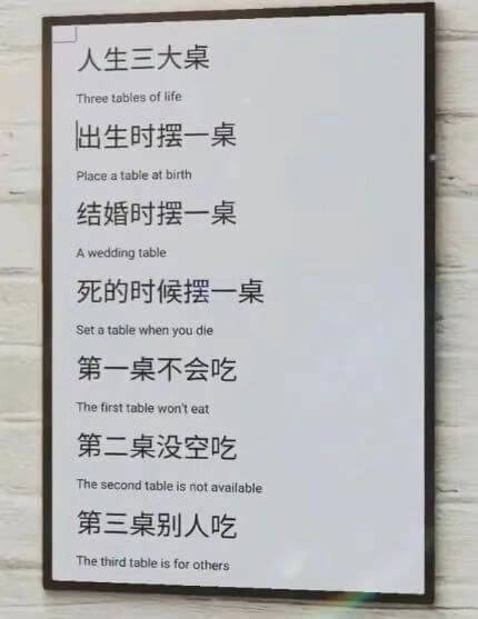 人生三大桌Threetablesoflife出生时摆一桌Pl