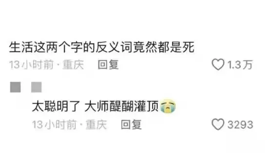 生活这两个字的反义词竟然都是死。13小时前·重庆回复0.3万