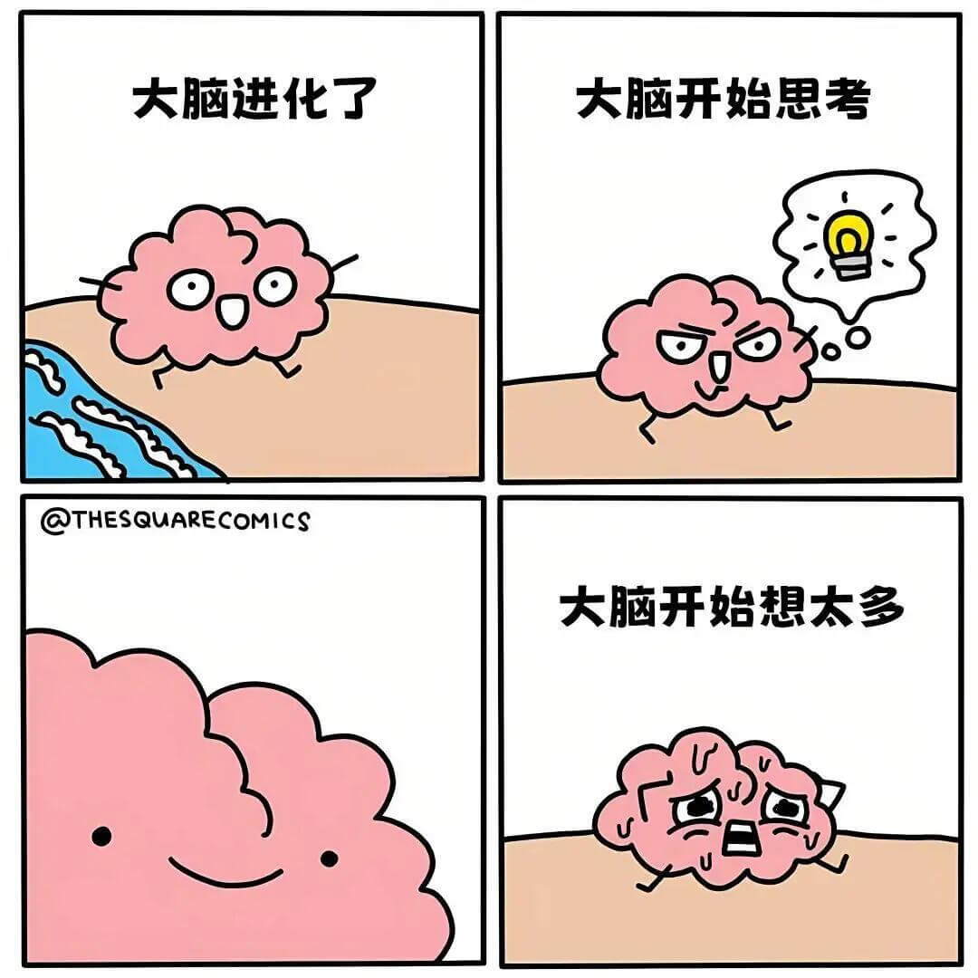 大脑进化了大脑开始思考大脑开始想太多@THESQUARECO
