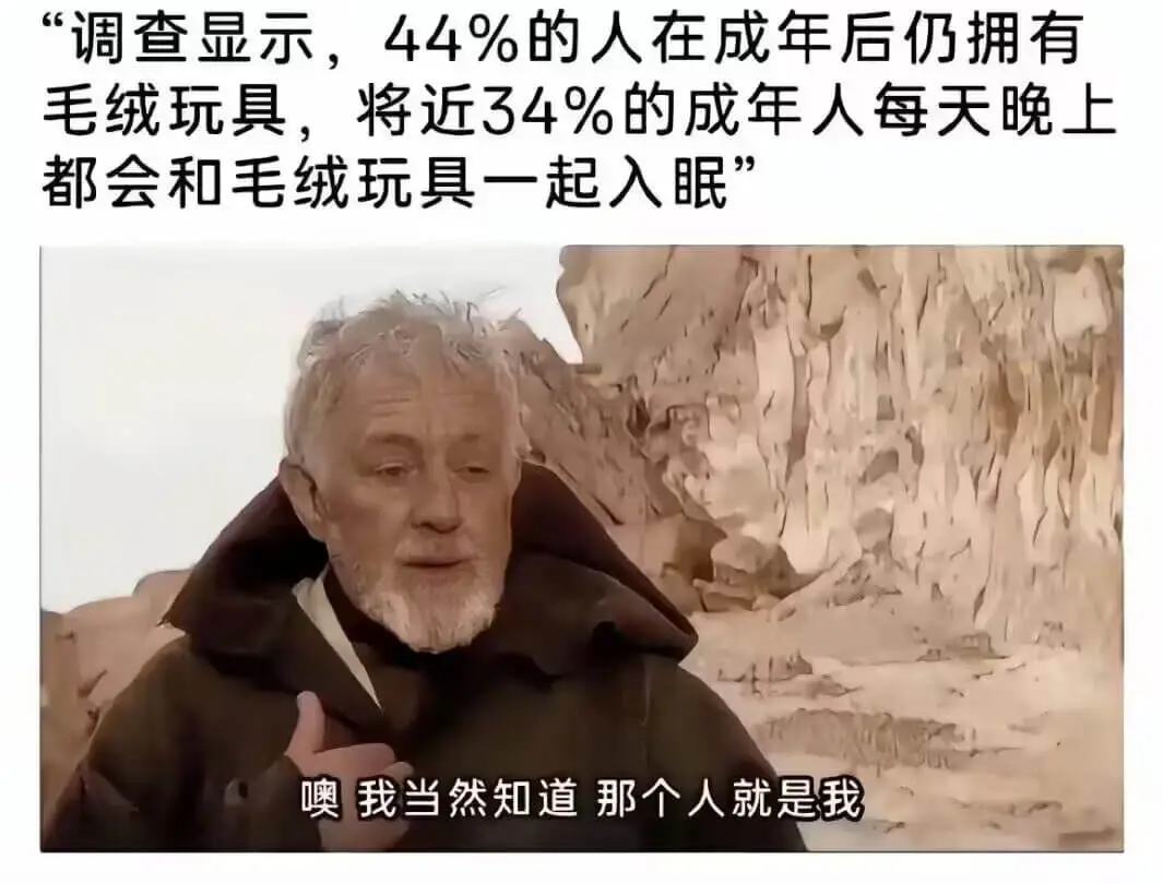 调查显示，44%的人在成年后仍拥有毛绒玩具，将近34%的成年