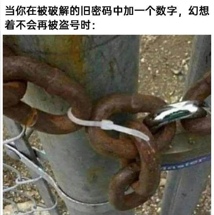当你在被破解的旧密码中加一个数字，幻想看不会再被盗号时：