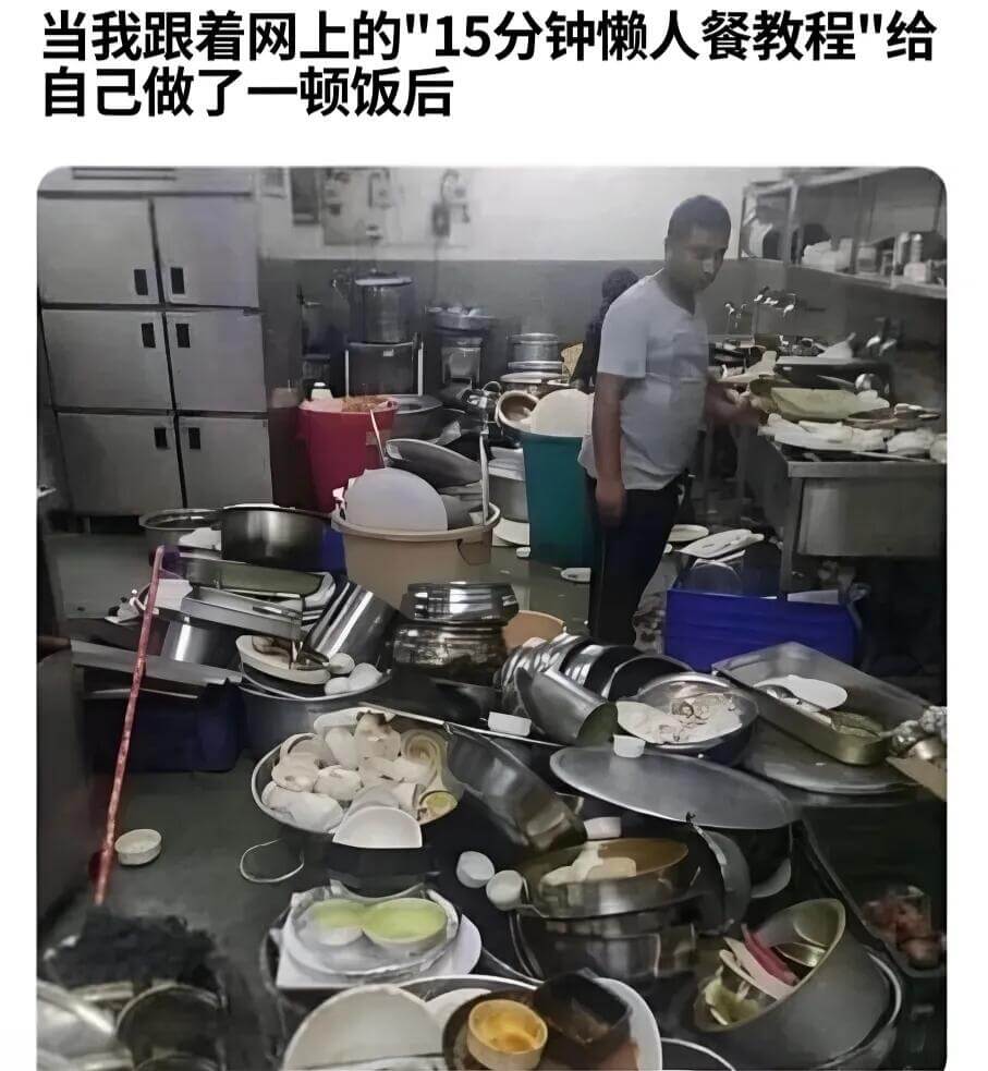 当我跟着网上的15分钟懒人餐教程给自己做了一顿饭后