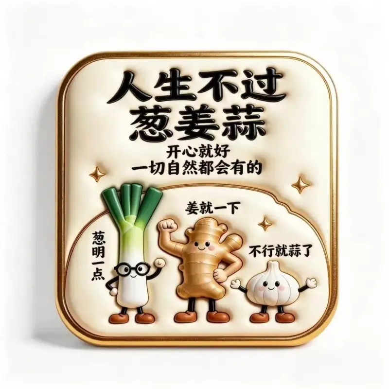 人生不过葱姜蒜，开心就好，一切自然都会有的。姜就一下，葱明一