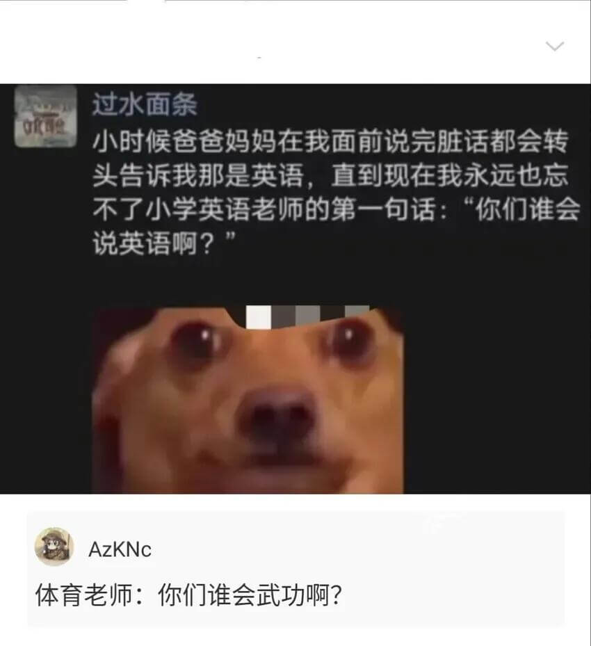 过水面条小时候爸爸妈妈在我面前说完脏话都会转头告诉我那是英语