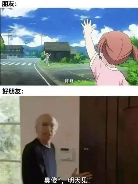 朋友：拜拜好朋友：臭傻瓜，明天见！