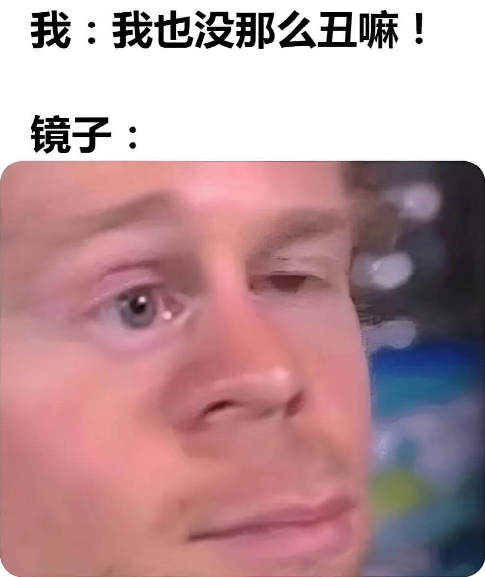 我：我也没那么丑嘛！镜子：