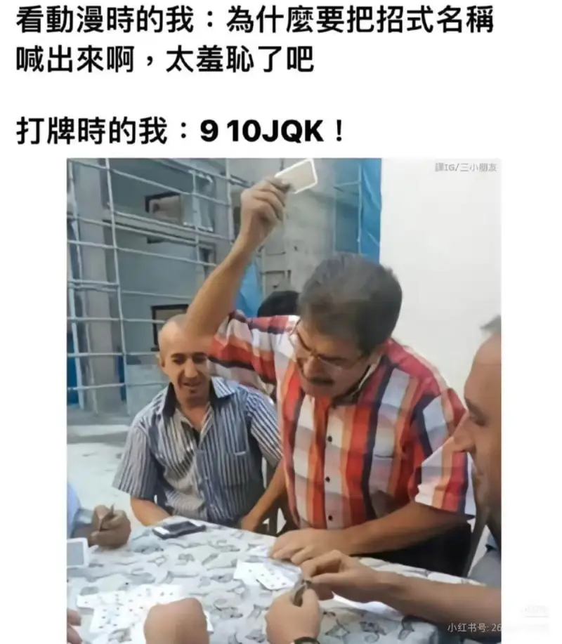 看勤漫時的我：為什蘑要把招式名稱喊出來啊，太羞聊了吧！打牌時