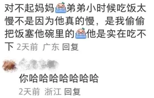 对不起妈妈弟弟小时候吃饭太慢不是因为他真的慢，是我偷偷把饭塞