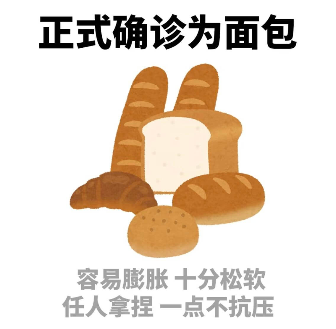 正式确诊为面包，容易膨胀十分松软，任人拿捏一点不抗压