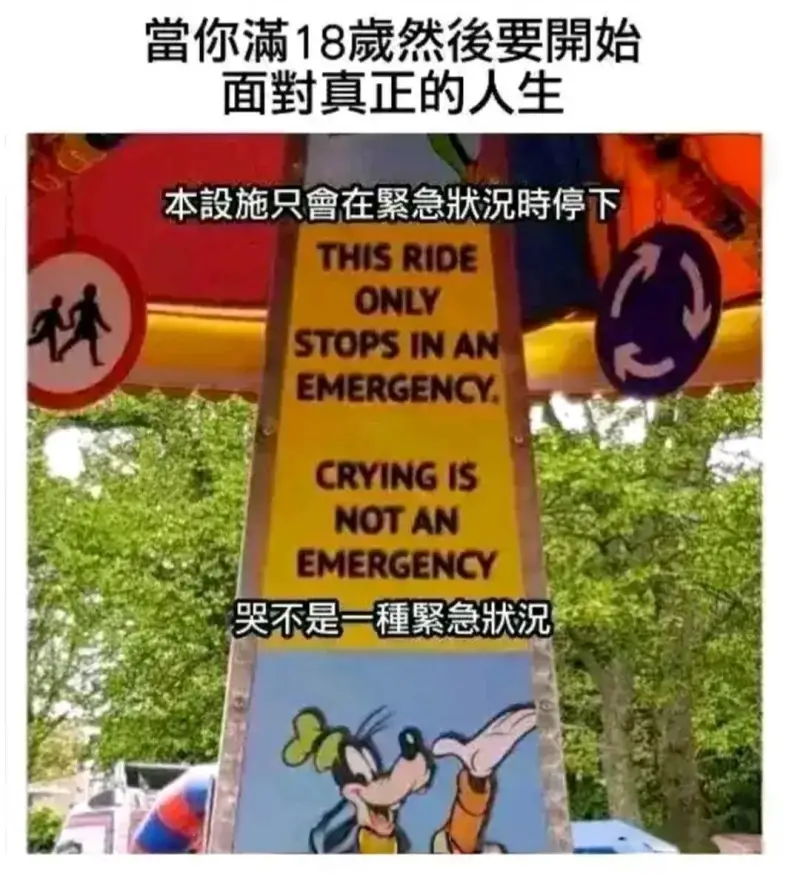當你滿18歲然後要開始面對真正的人生本設施只會在緊急狀況時停