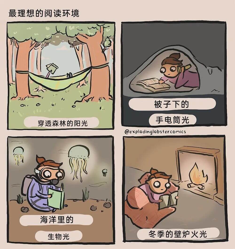 最理想的阅读环境穿透森林的阳光海洋里的生物光被子下的手电筒光