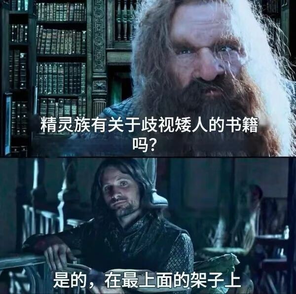 精灵族有关于歧视矮人的书籍吗？是的，在最上面的架子上