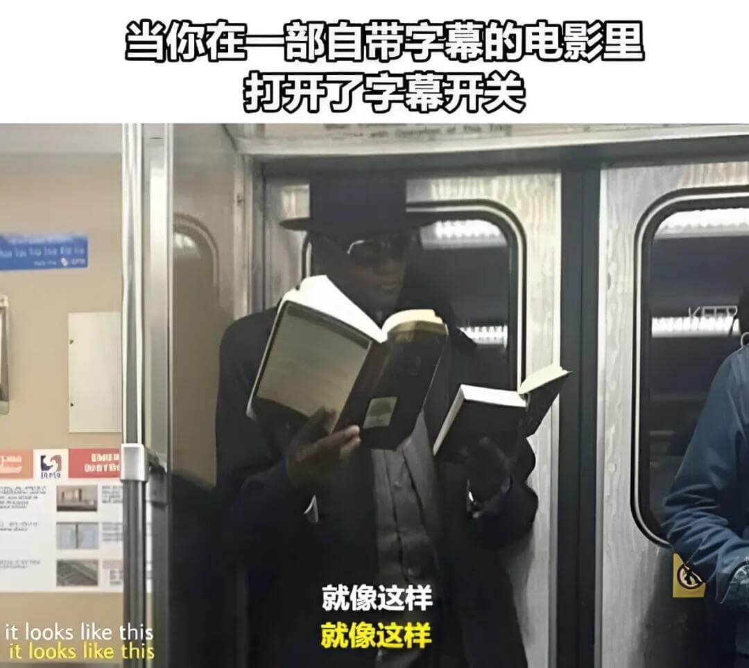 当你在一部自带字幕的电影里打开了字幕开关，就像这样：itlo