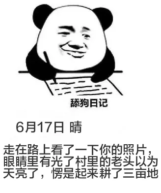 舔狗日记6月17日晴走在路上看了一下你的照片，眼睛里有光了。
