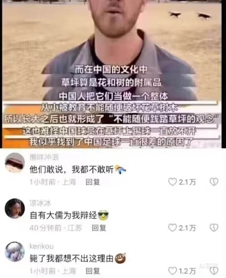 而在中国的文化中，草坪算是花和树的附属品，中国人把它们当做一