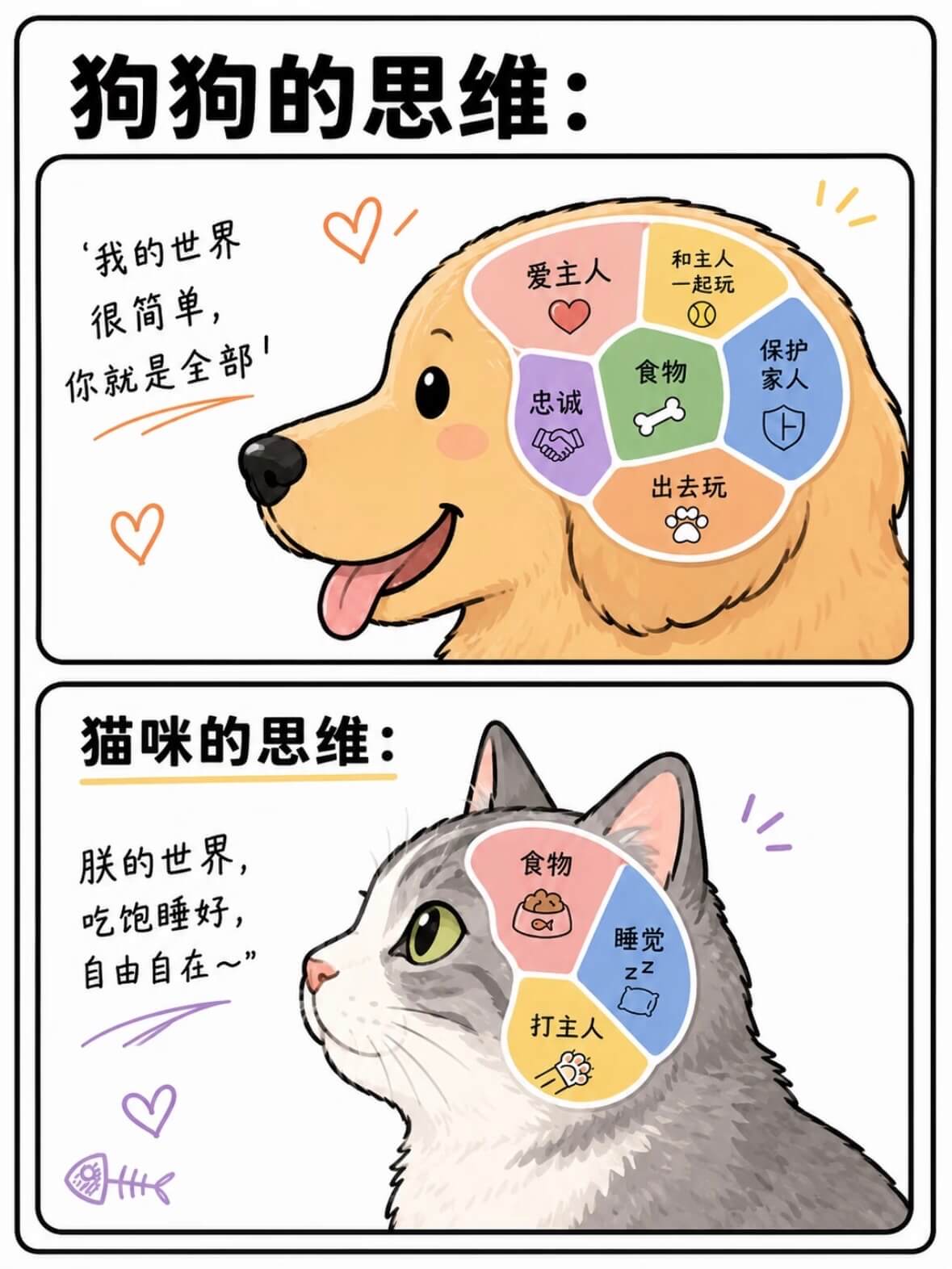 狗狗的思维：我的世界和主人，爱主人，一起玩，很简单，保护、食