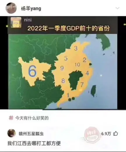 杨羊yangnini2022年季度GDP前十的省份今天有什么