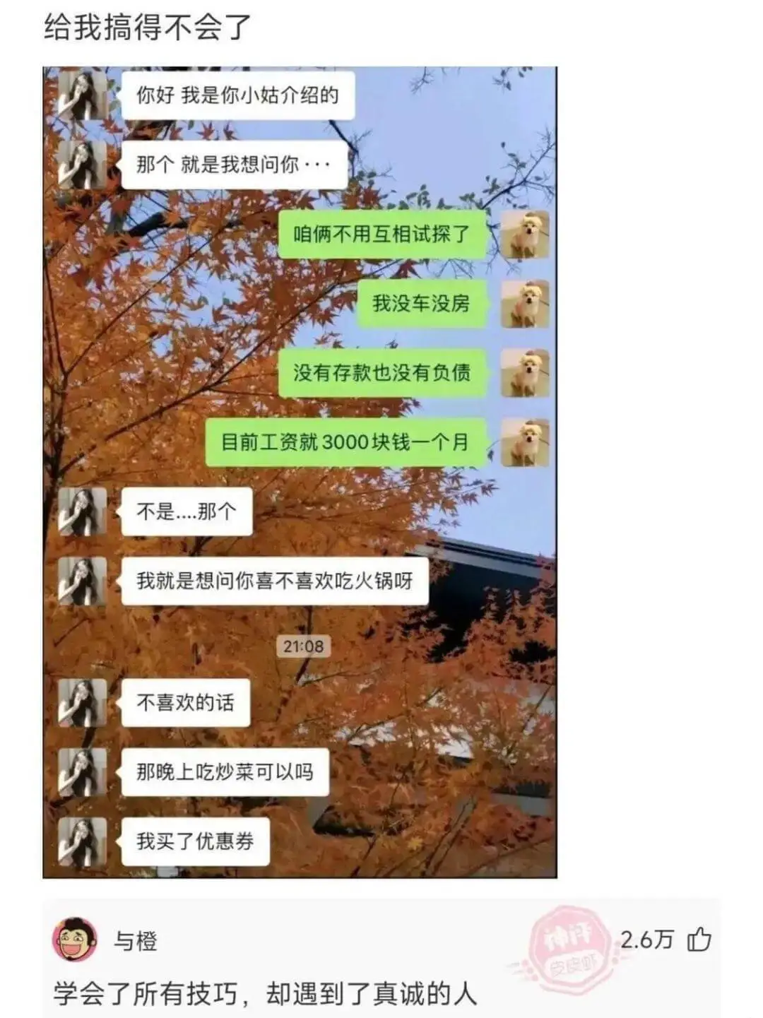 给我搞得不会了你好,我是你小姑介绍的那个就是我想问你咱俩不用