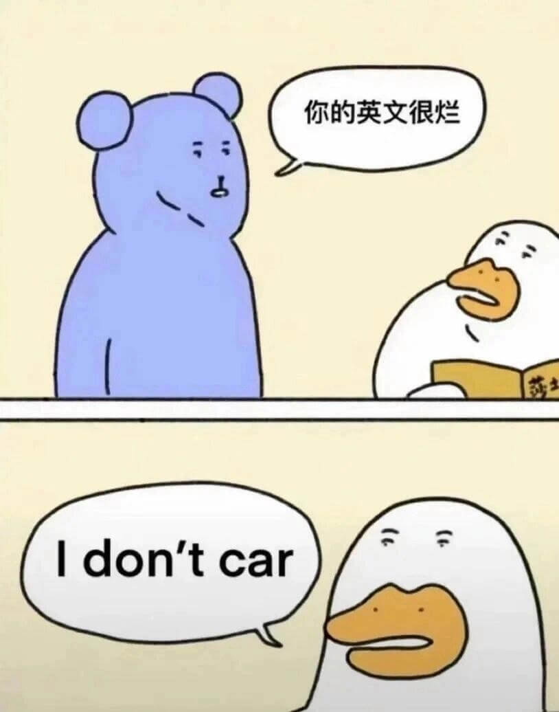 你的英文很烂Idontcare