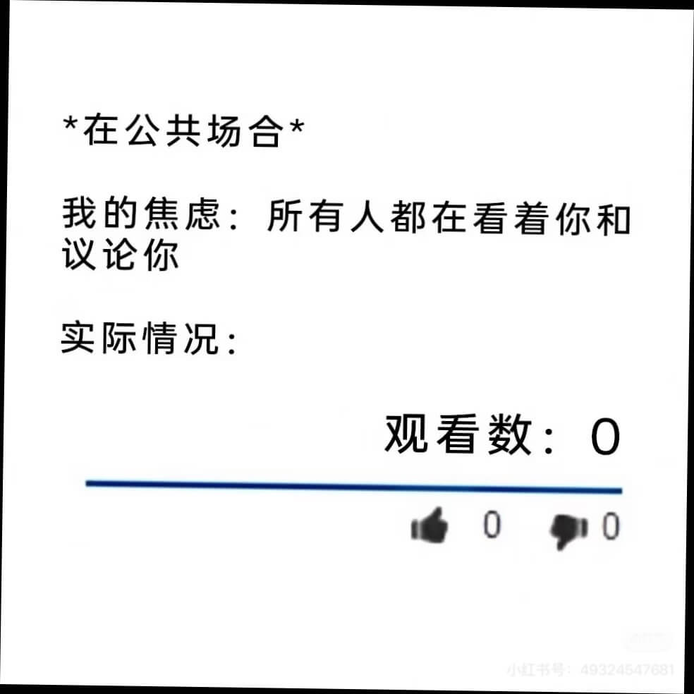 在公共场合我的焦虑：所有人都在看着你和议论你实际情况：观看数