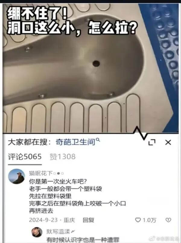 细绷不住了！洞口这么小，怎么拉？大家都在搜：奇葩卫生间。评论