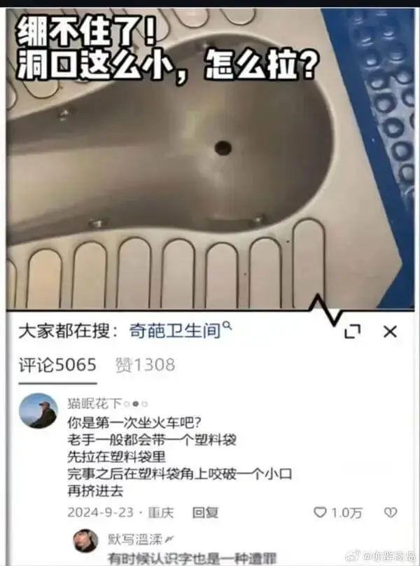 细绷不住了！洞口这么小，怎么拉？大家都在搜：奇葩卫生间。评论