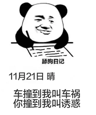舔狗日记11月21日晴车撞到我叫车祸你撞到我叫诱惑