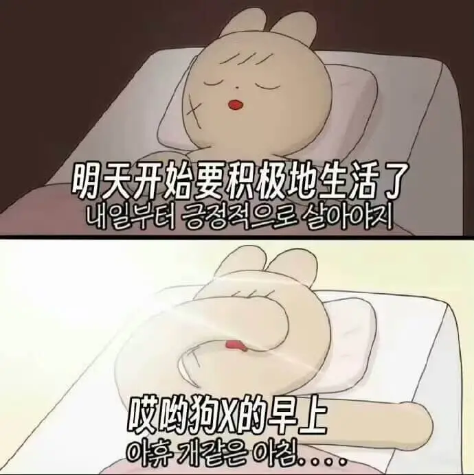 明天开始要积极地生活了。哎哟，狗血的早上。