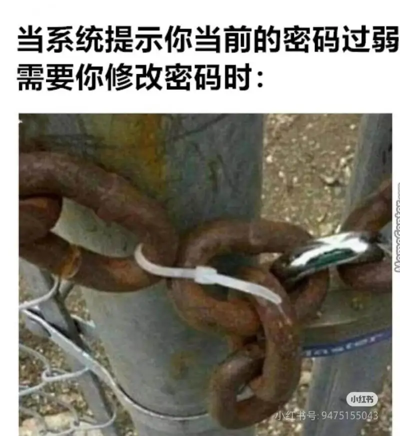 当系统提示你当前的密码过弱需要你修改密码时：小红书小红书号：