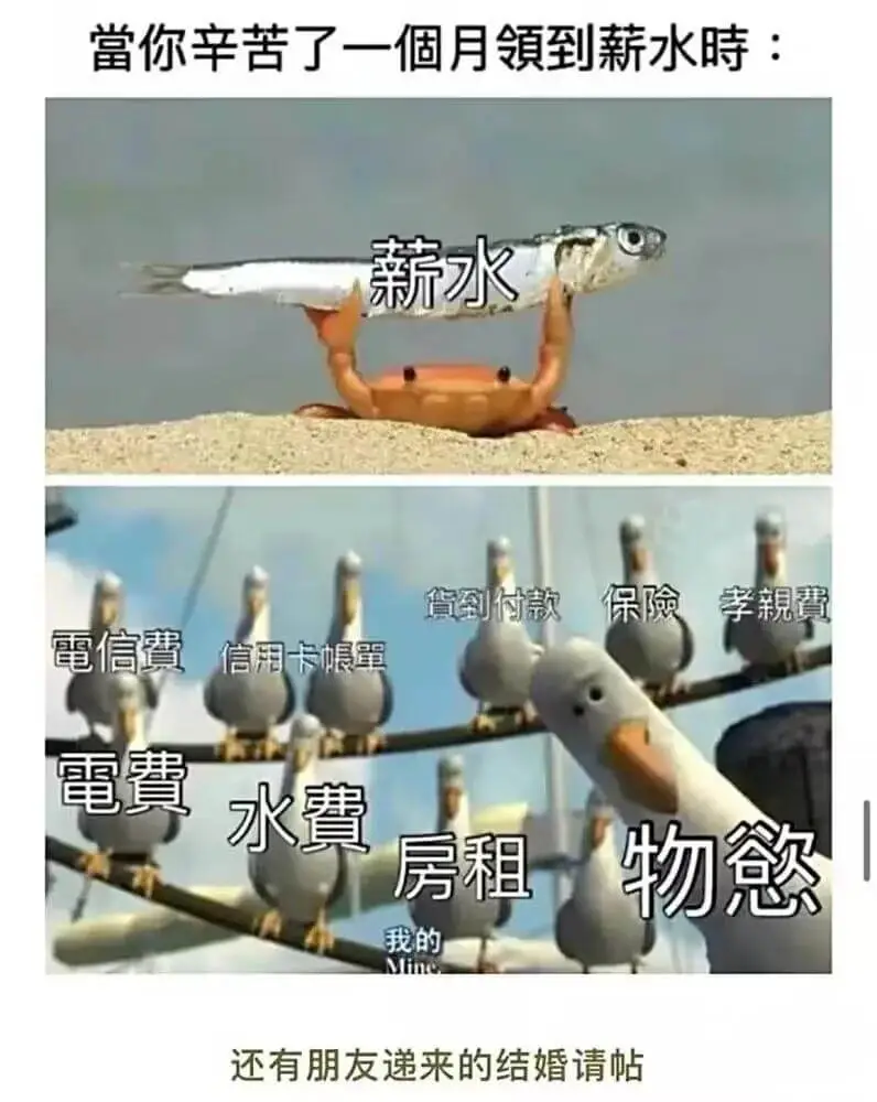 当你辛苦了一个月领到薪水时：薪水货到付款保险孝亲费电信费信用
