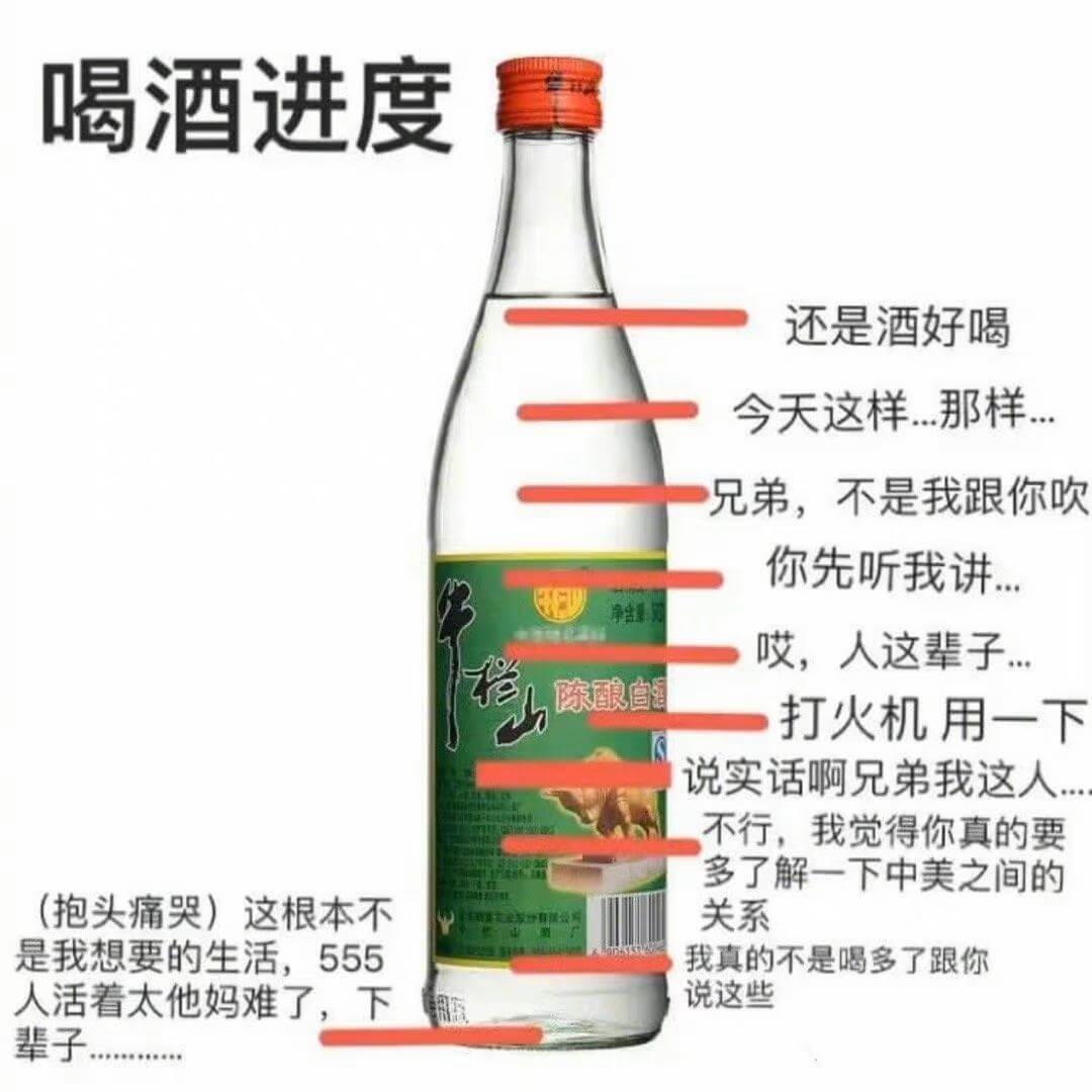 喝酒进度还是酒好喝。今天这样，那样……兄弟，不是我跟你吹，你