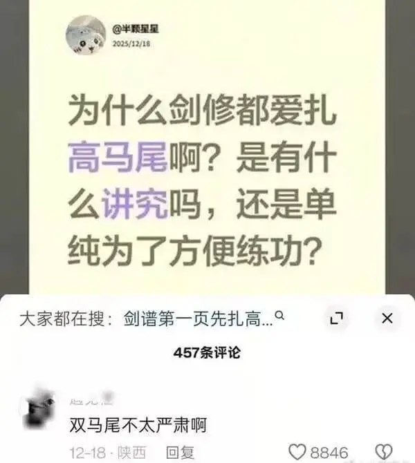 半颖星星2025/12/18为什么剑修都爱扎高马尾啊？是有什