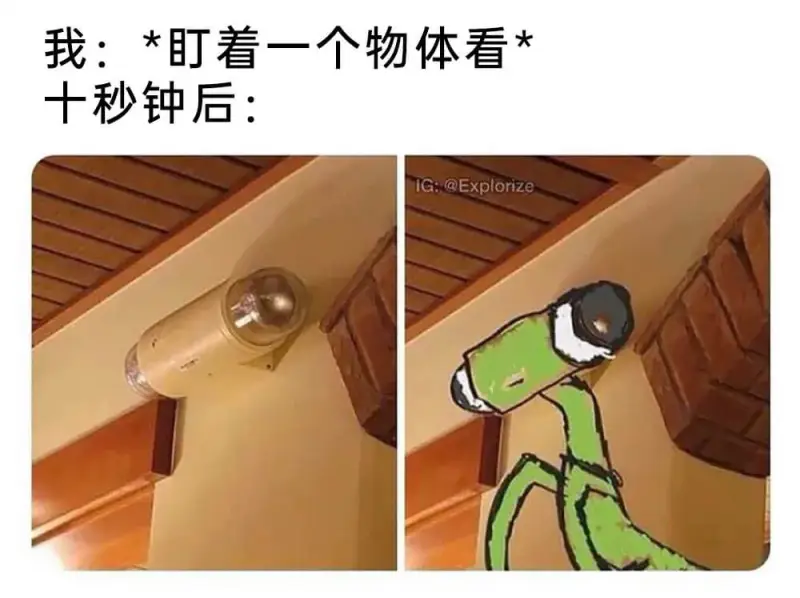 我：*町着一个物体看十秒钟后：IG@Explorize