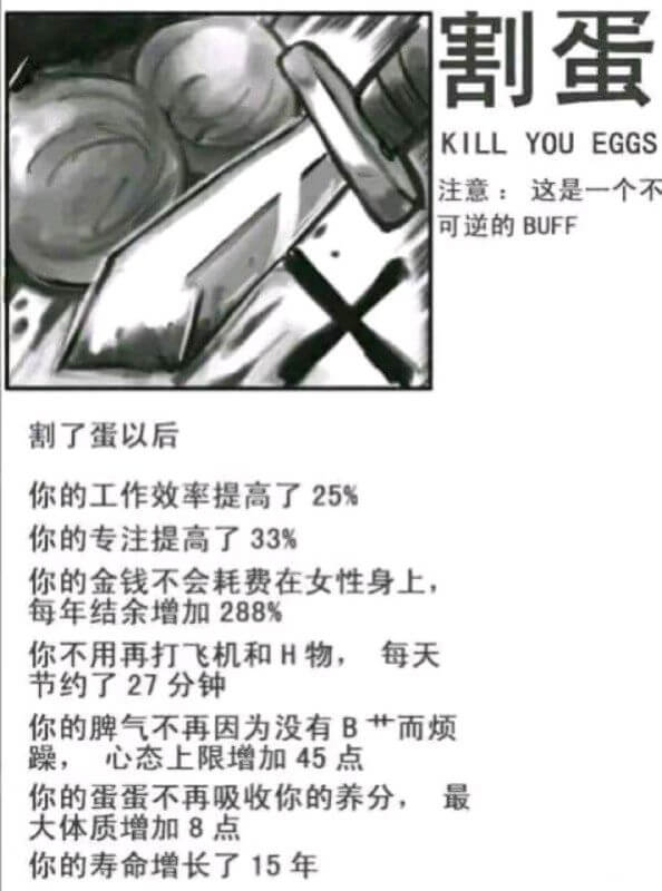 割蛋KILLYOUREGGS注意：这是一个不可逆的BUFF割