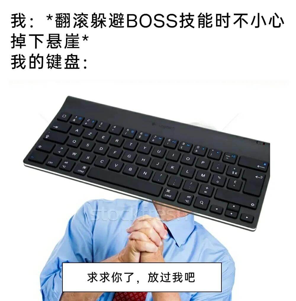 我：*翻滚躲避BOSS技能时不小心掉下悬崖我的键盘：求求你了