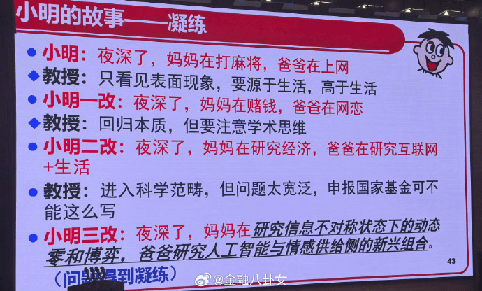 小明的故事一、凝练小明：夜深了，妈妈在打麻将，爸爸在上网。教