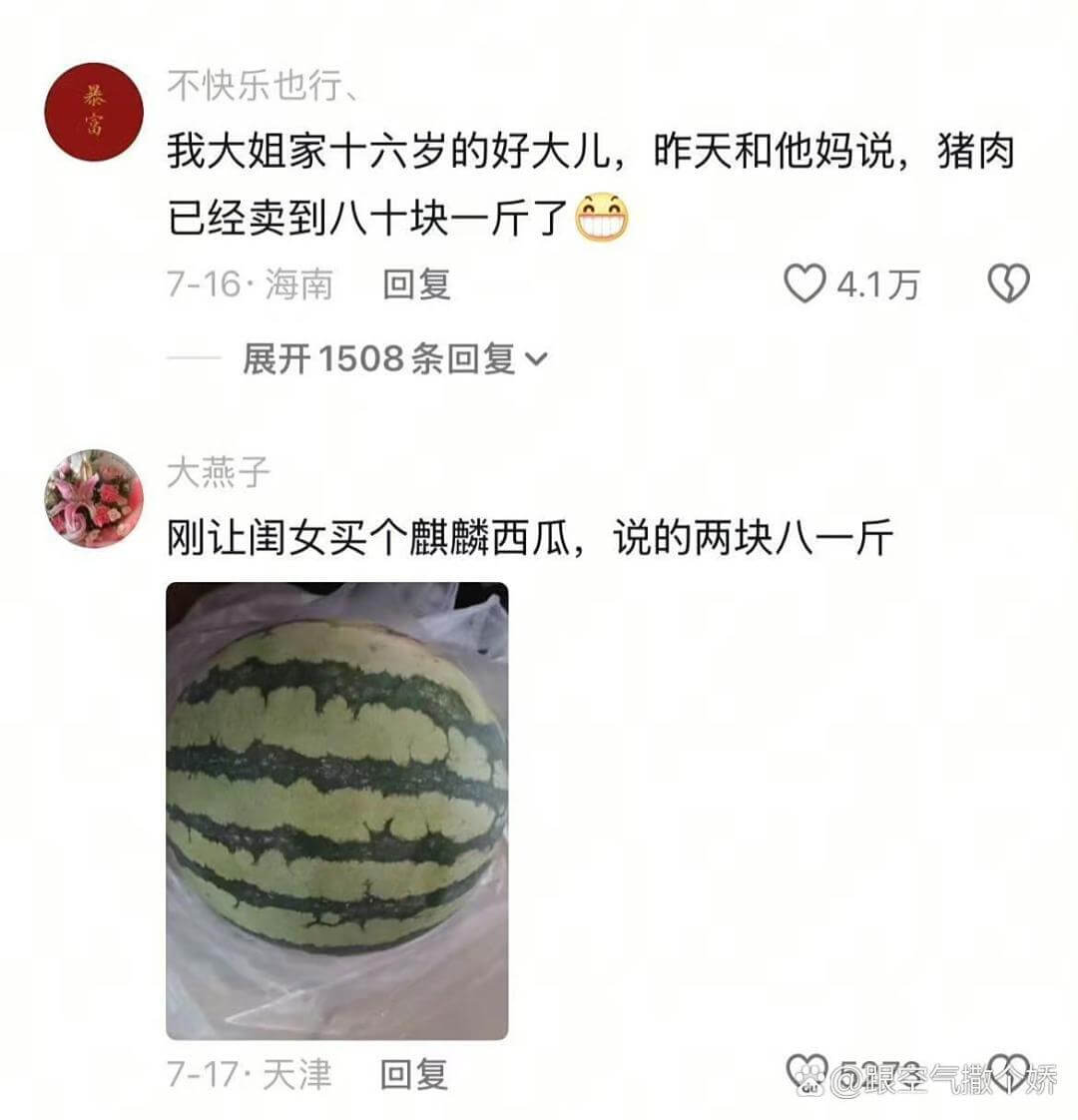 不快乐也行、恭喜富我大姐家十六岁的好大儿,昨天和他妈说,猪肉