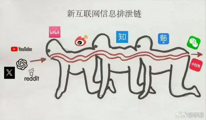 新互联网信息排泄链条baiba知乎YouTube小红书red
