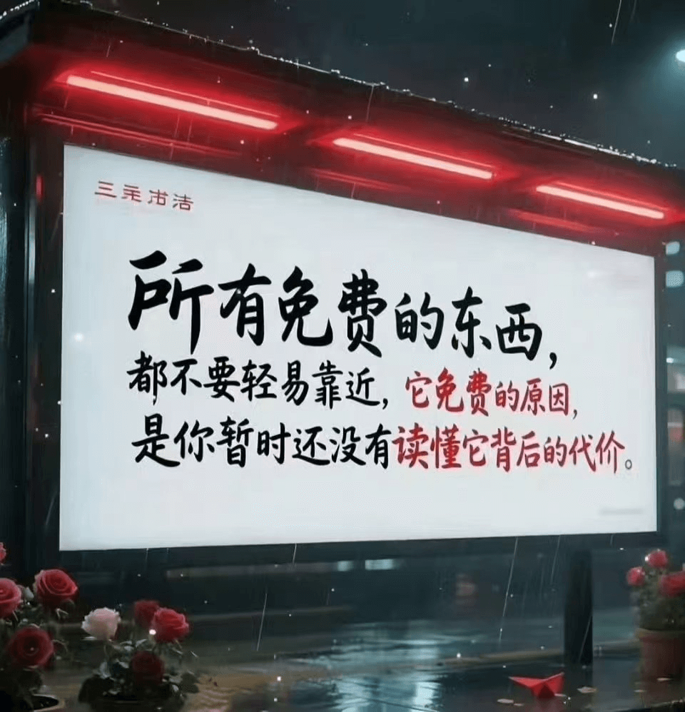 三市洁所有免费的东西，都不要轻易靠近，它免费的原因是你暂时还