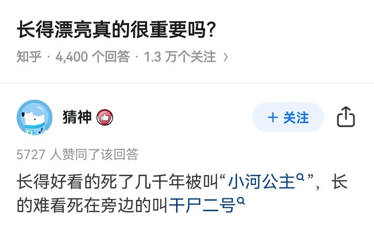 长得漂亮真的很重要吗？知乎·4.400个回答：1.3万个关注