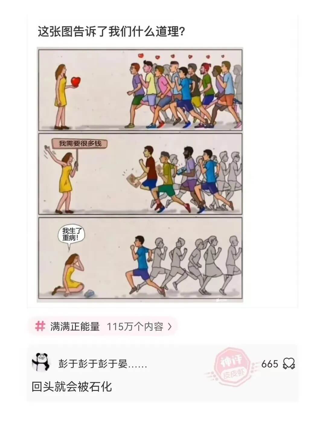这张图告诉了我们什么道理？我需要很多钱我生了重病！满满正能量