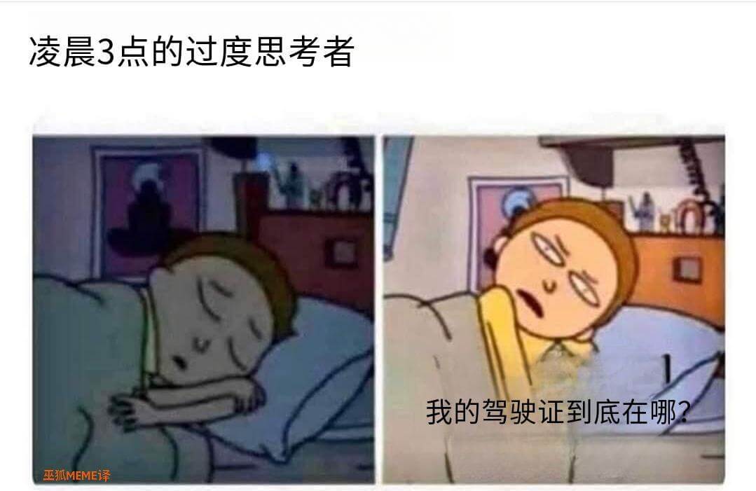 凌晨3点的过度思考者我的驾驶证到底在哪？巫狐MEME译