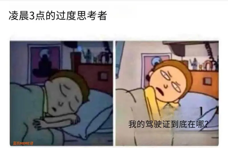 凌晨3点的过度思考者我的驾驶证到底在哪？巫狐MEME译