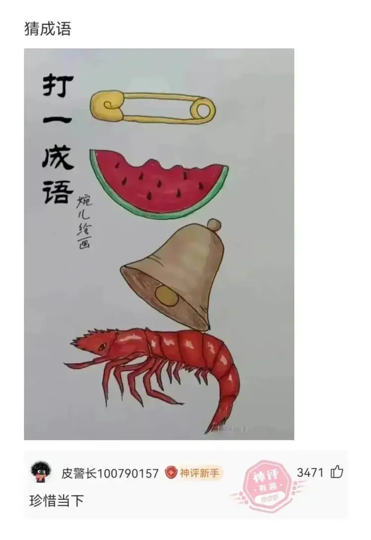 猜成语打一成语婉儿绘画皮警长100790157神评新手347