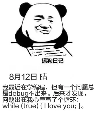 舔狗日记8月12日晴我最近在学编程，但有一个问题总是debu