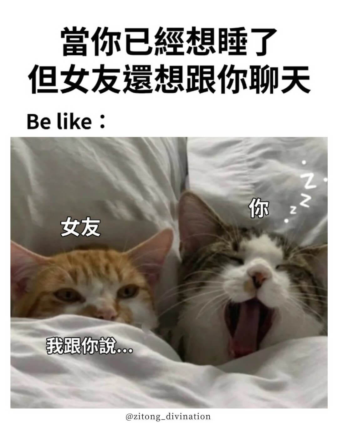 当你已經想睡了，但女友遗想跟你聊天Belike:N你女友我跟