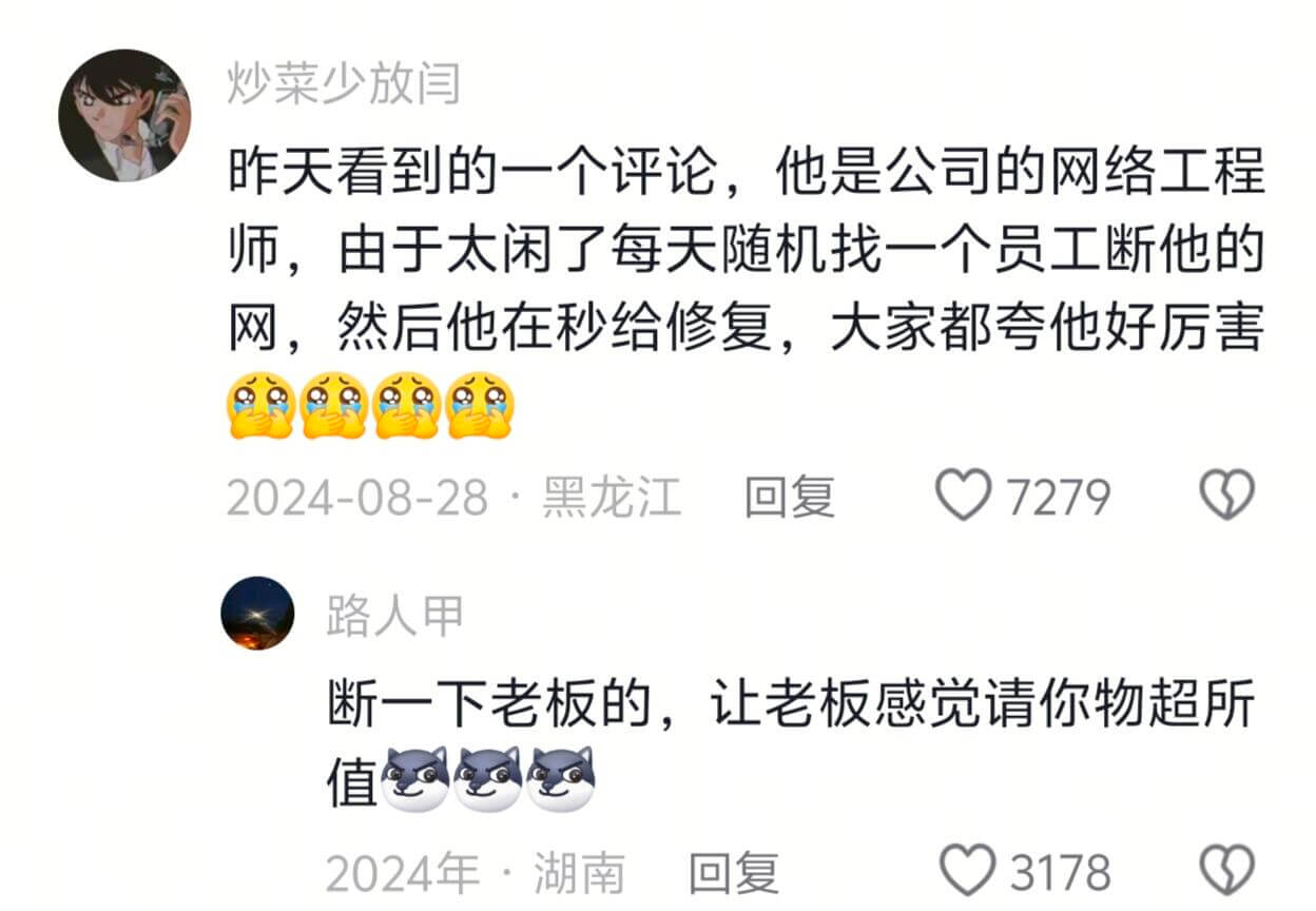 炒菜少放昨天看到的一个评论,他是公司的网络工程师,由于太闲了