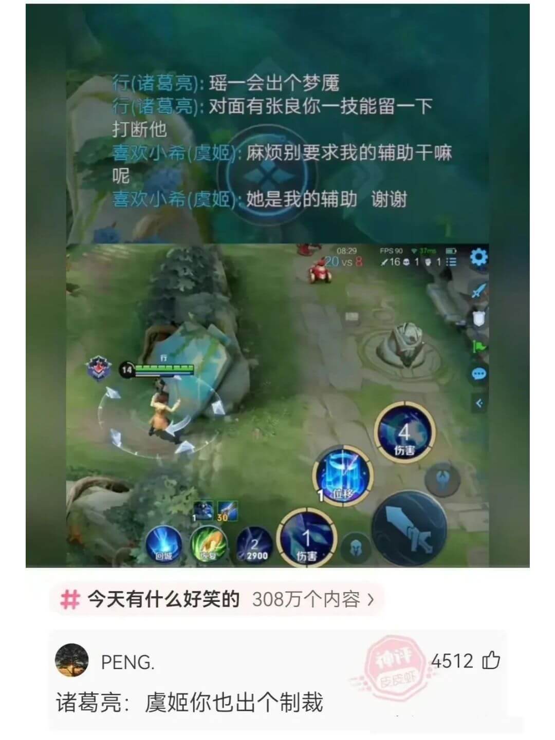行(诸葛亮):瑶一会出个梦魇行(诸葛亮):对面有张良你一技能