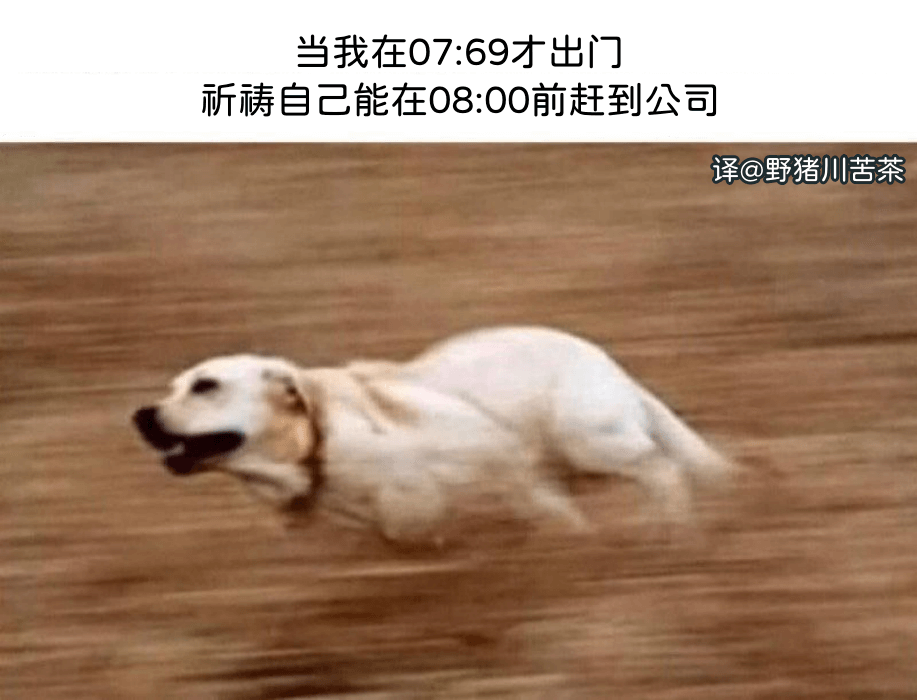 当我在07:69才出门，析祷自己能在08:00前赶到公司。译