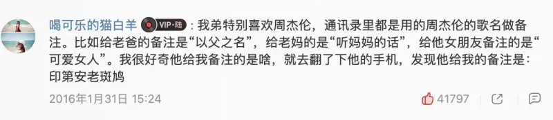 喝可乐的猫白羊VIP陆：我弟特别喜欢周杰伦，通讯录里都是用的